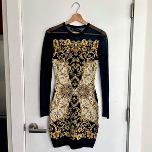 Versace fitted dress with sheer sleeves